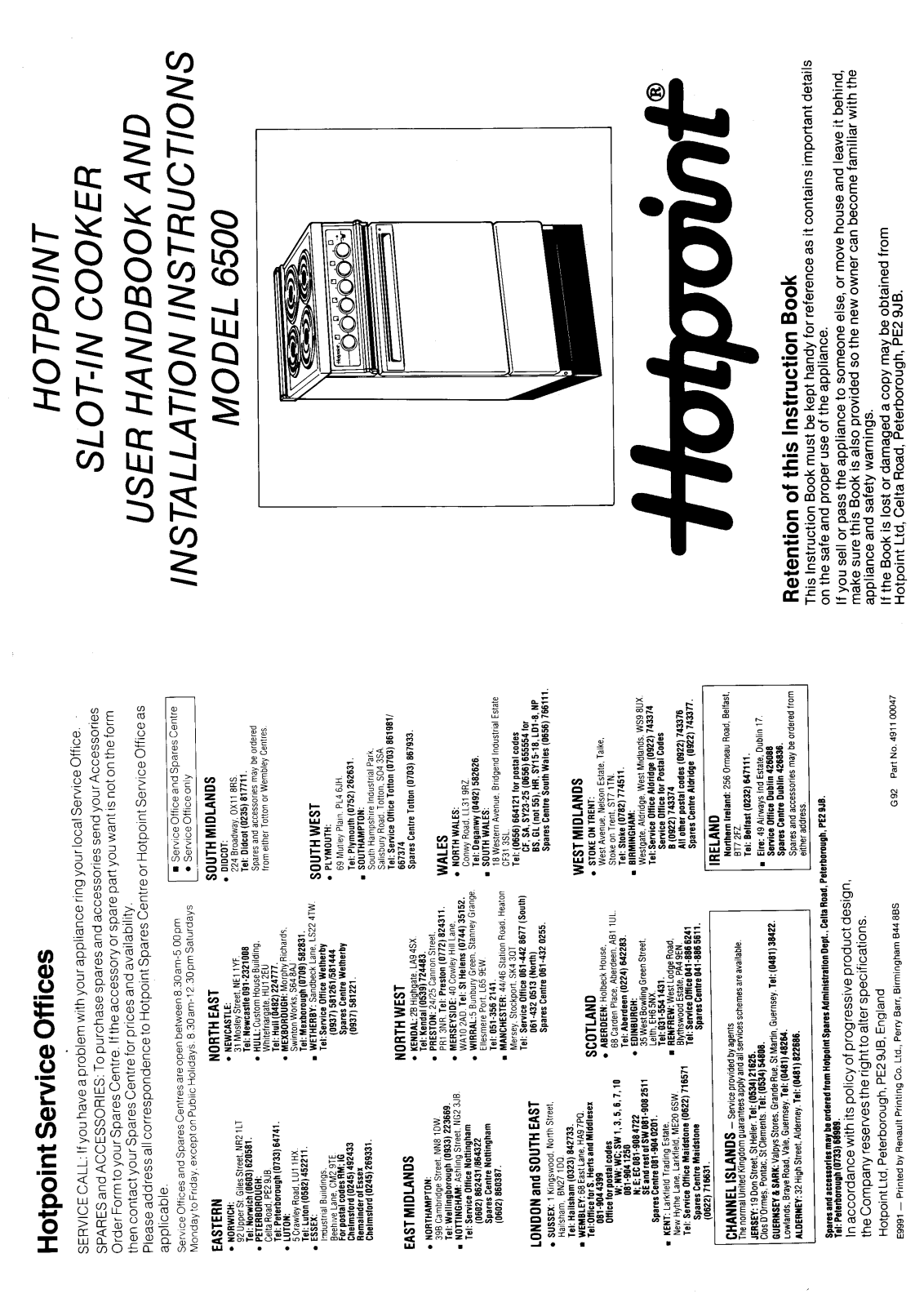 Hotpoint 6500 User Manual