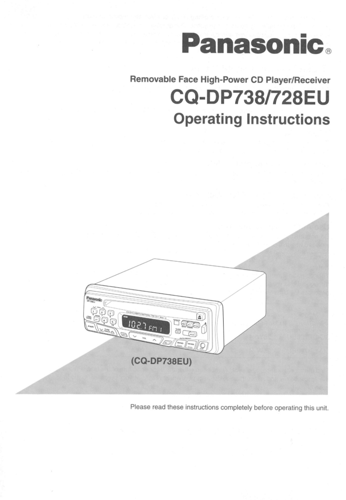 Panasonic CQ-DP738EU User Manual