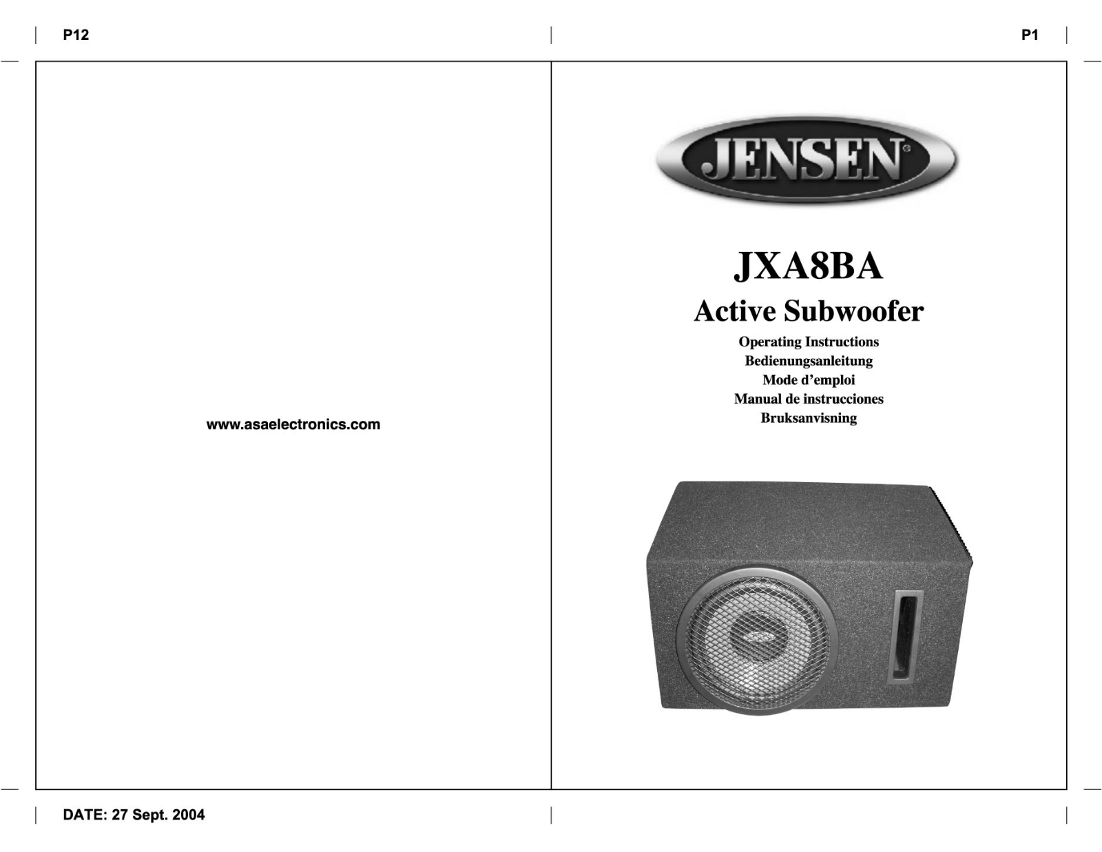 Jensen JXA8BA User Manual