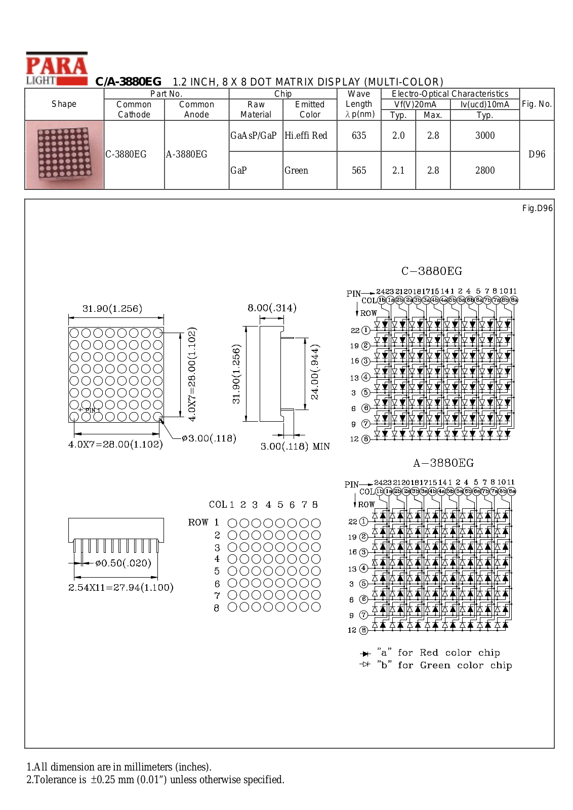 PARA C-3880EG, A-3880EG Datasheet