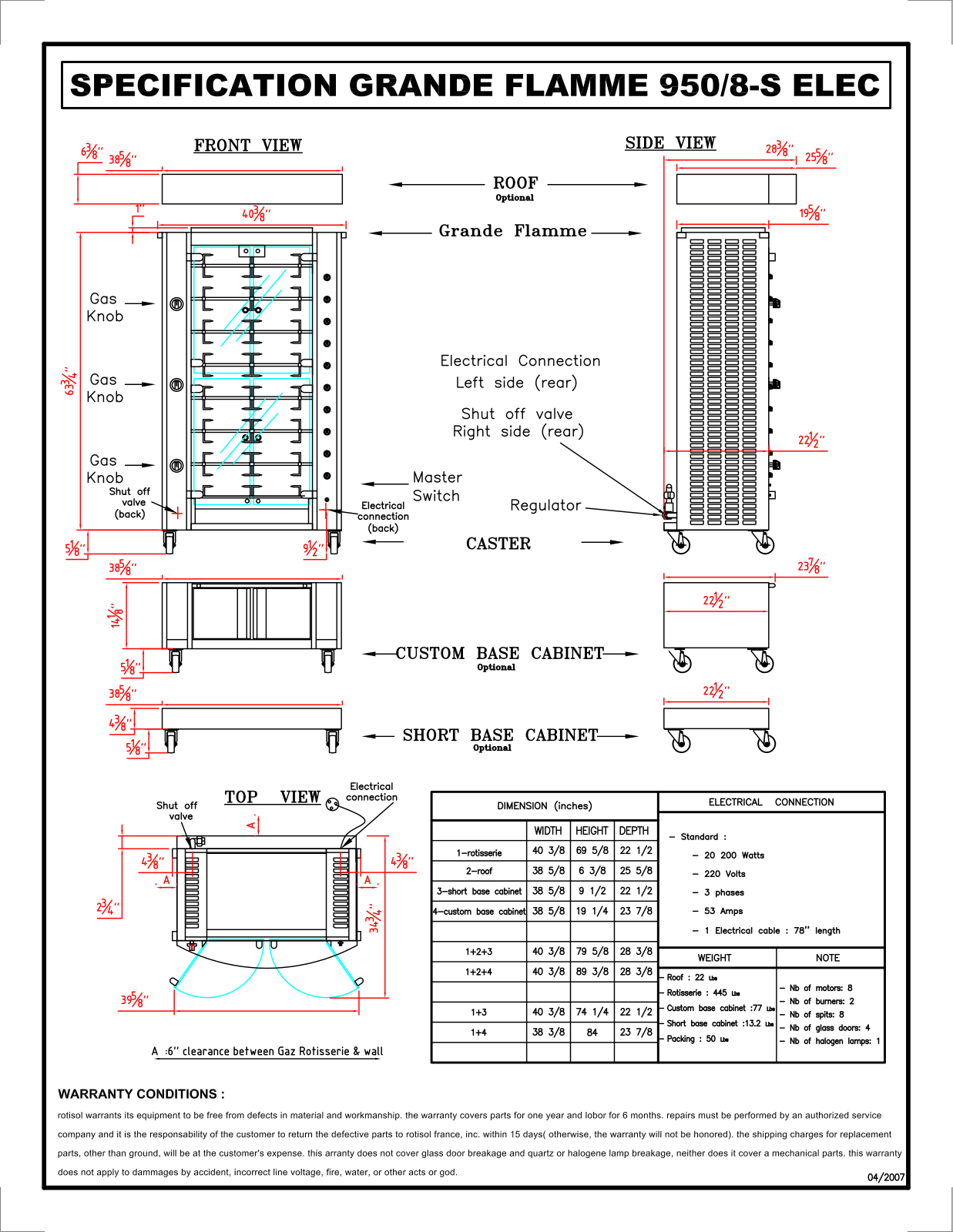 Rotisol 950 8 S ELEC Specifications