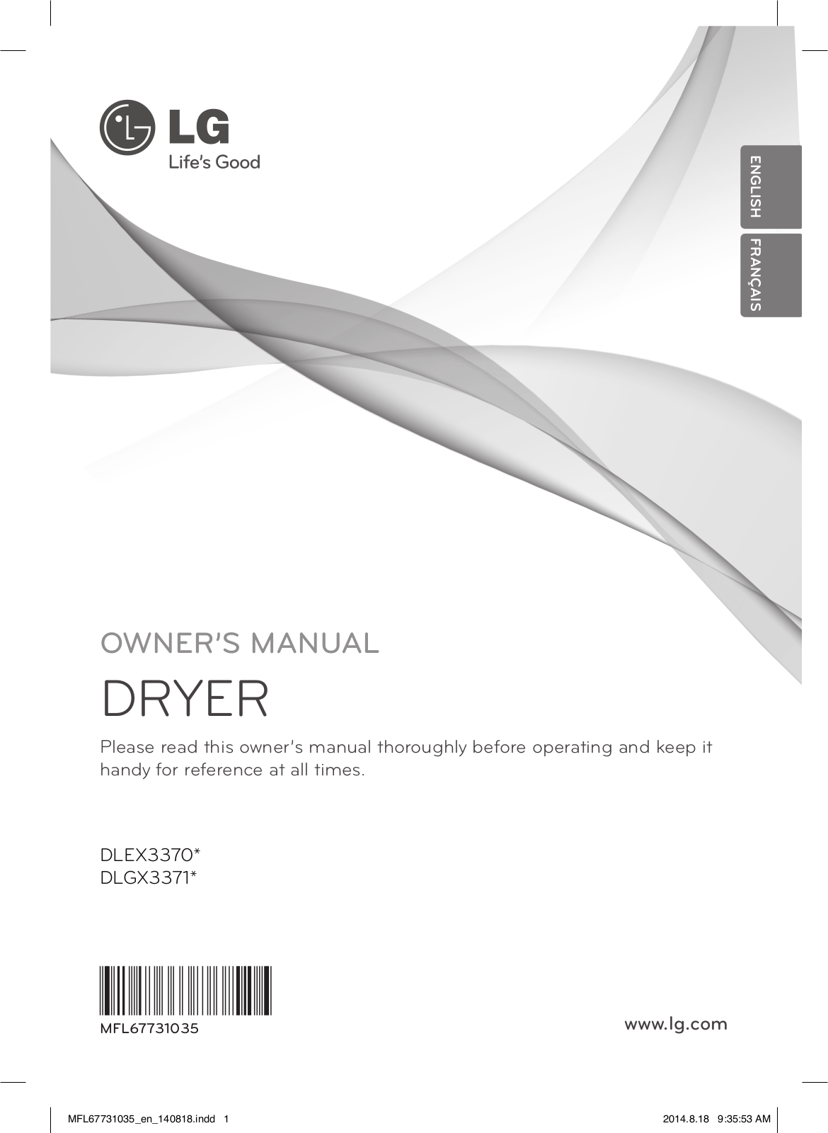 LG DLEX3370V Owners Manual