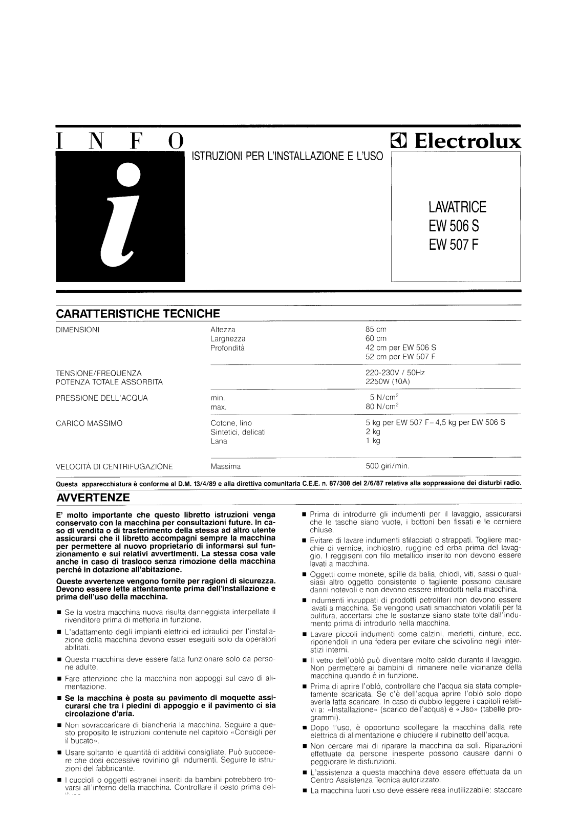 AEG EW507F User Manual