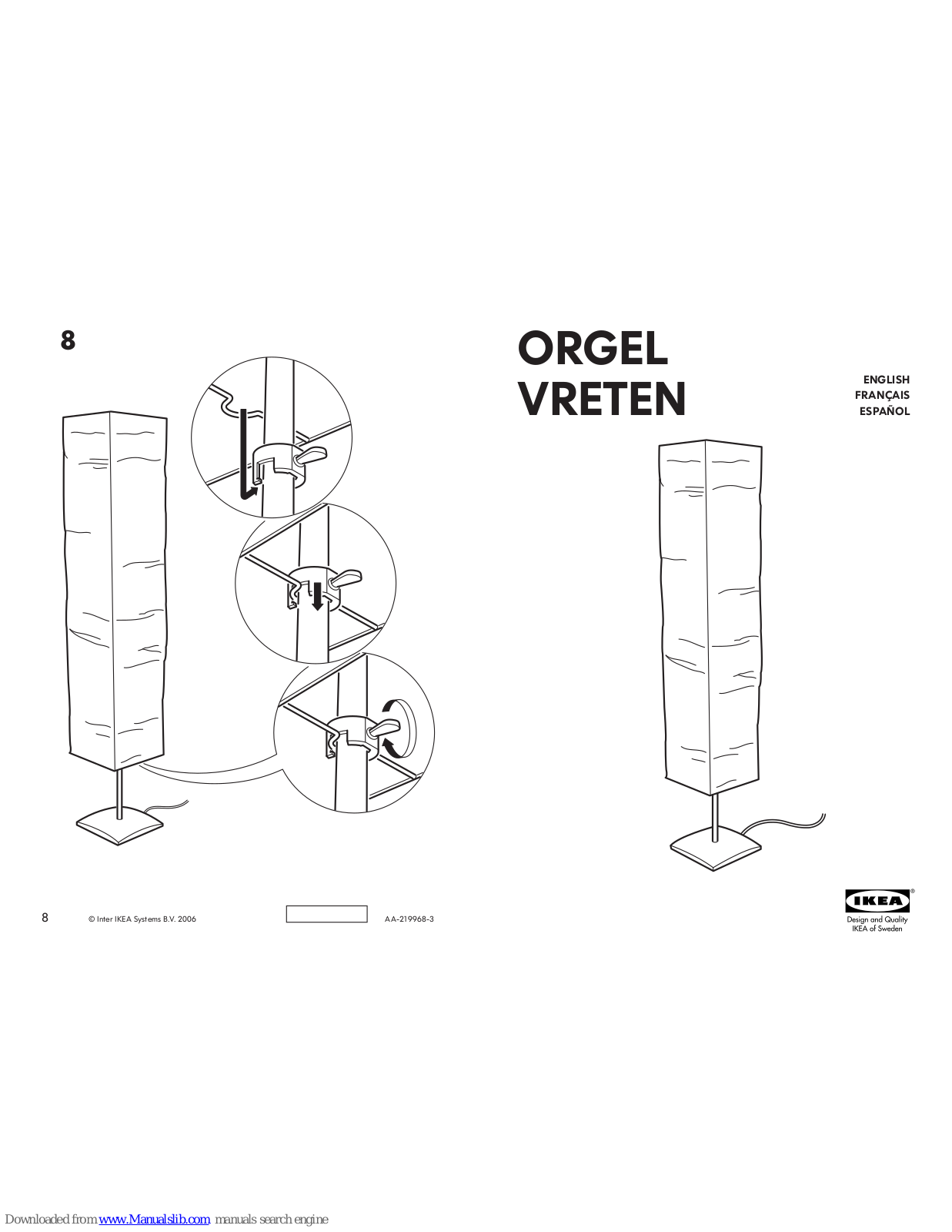 IKEA ORGEL VRETEN AA-219968-3, ORGEL VRETEN Assembly Instructions Manual