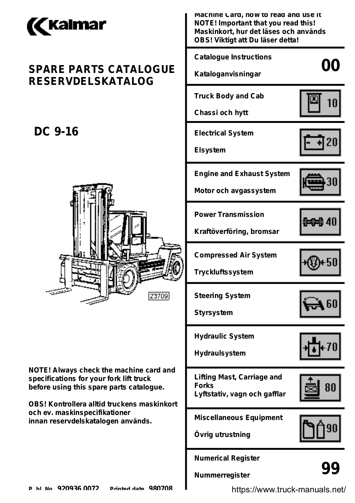 Kalmar DC 9-16 Parts Catalog