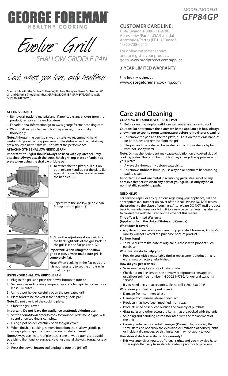 George Foreman GRP84GP User Manual