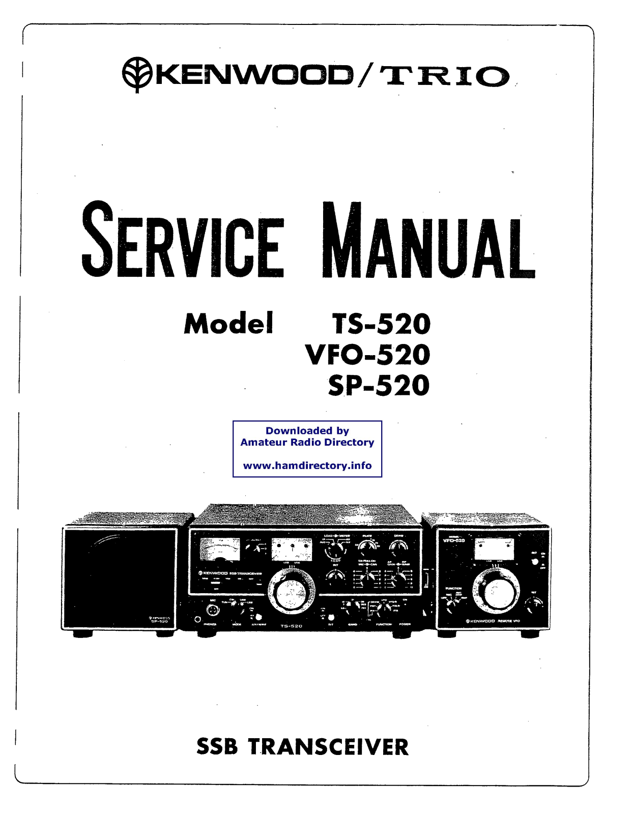 Kenwood Trio TS-520, Trio VFO-520, Trio SP-520 Service Manual