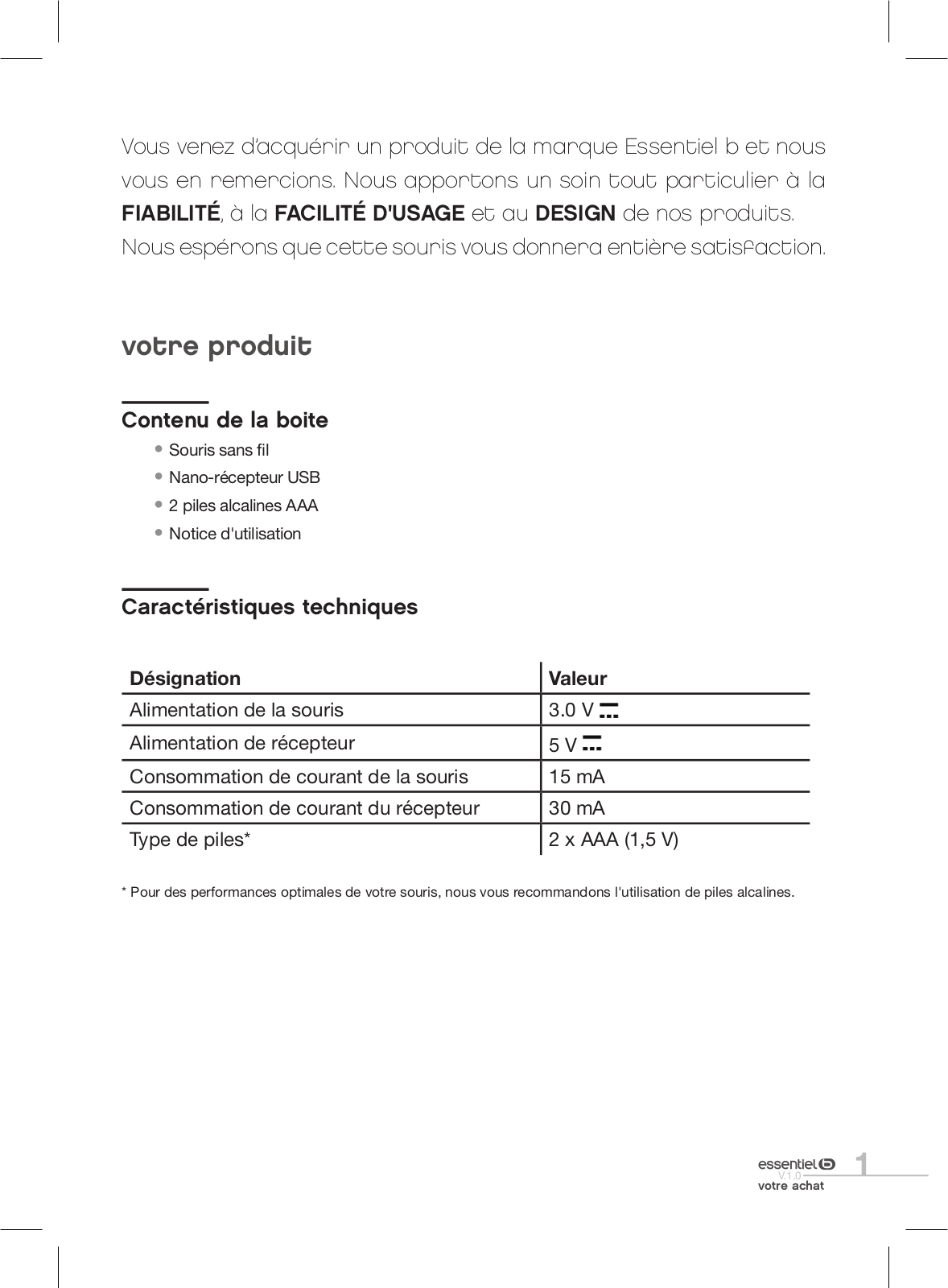 ESSENTIELB NOMADMULO User Manual