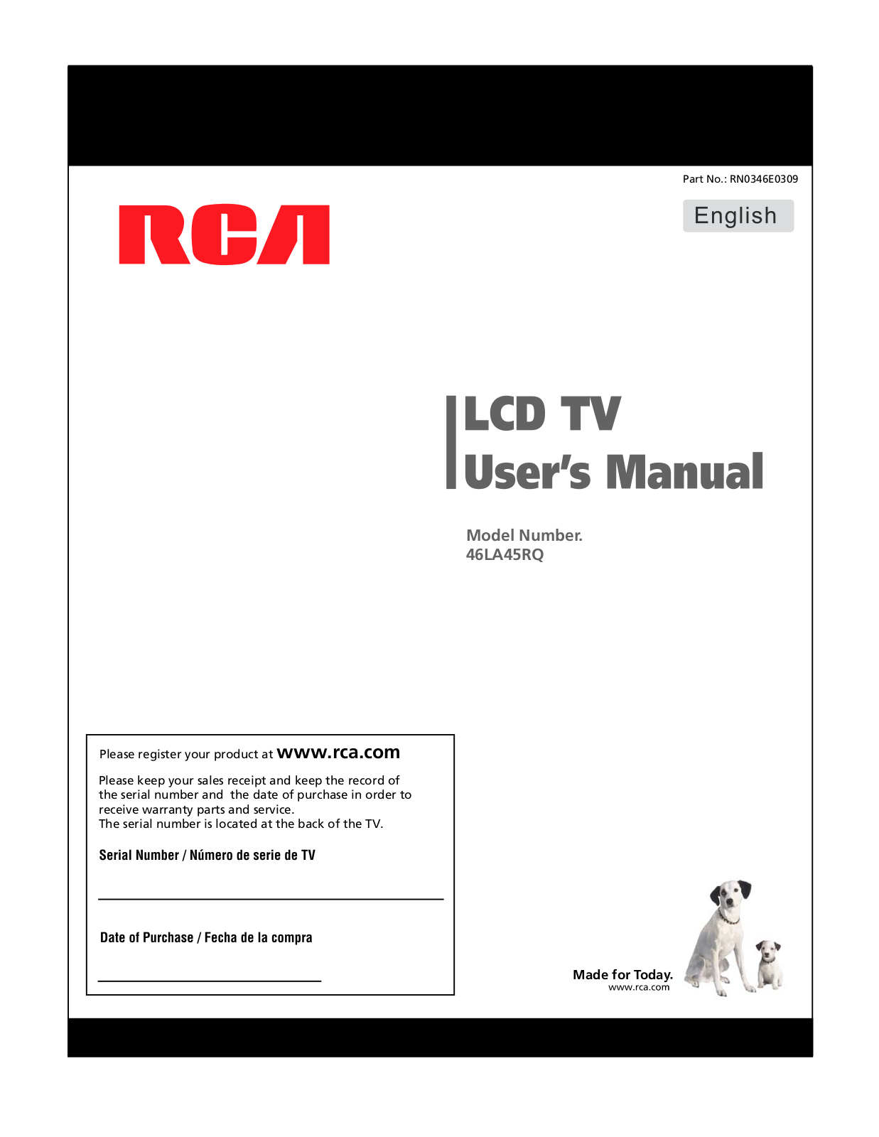 RCA 46LA45RQ User Manual