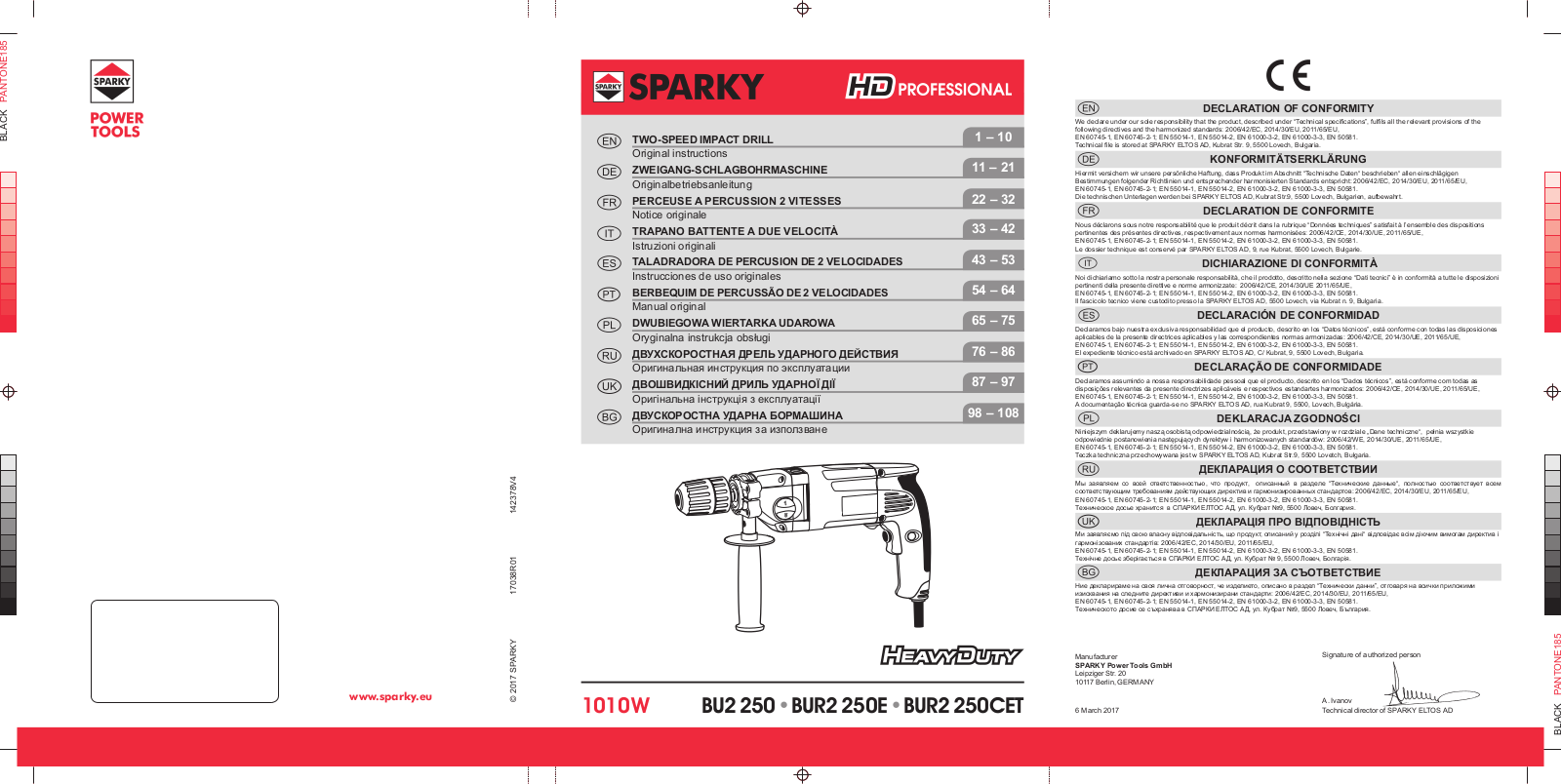 Sparky BUR2 250E User Manual