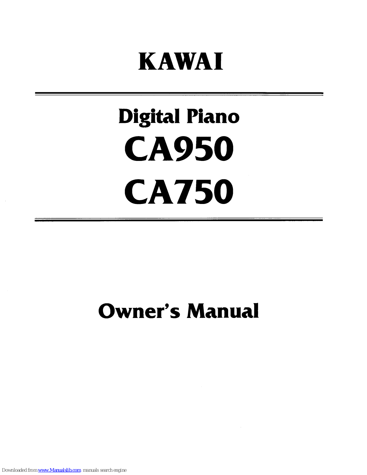 Kawai Digital Piano CA750, CA950 Owner's Manual