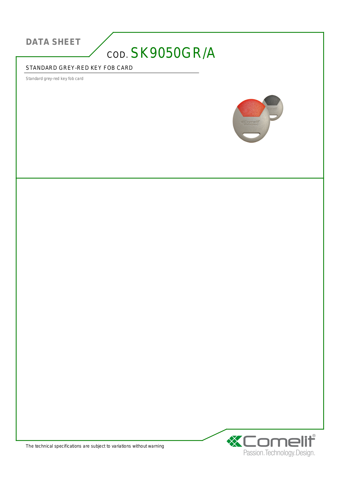 Comelit SK9050GR-A Specsheet