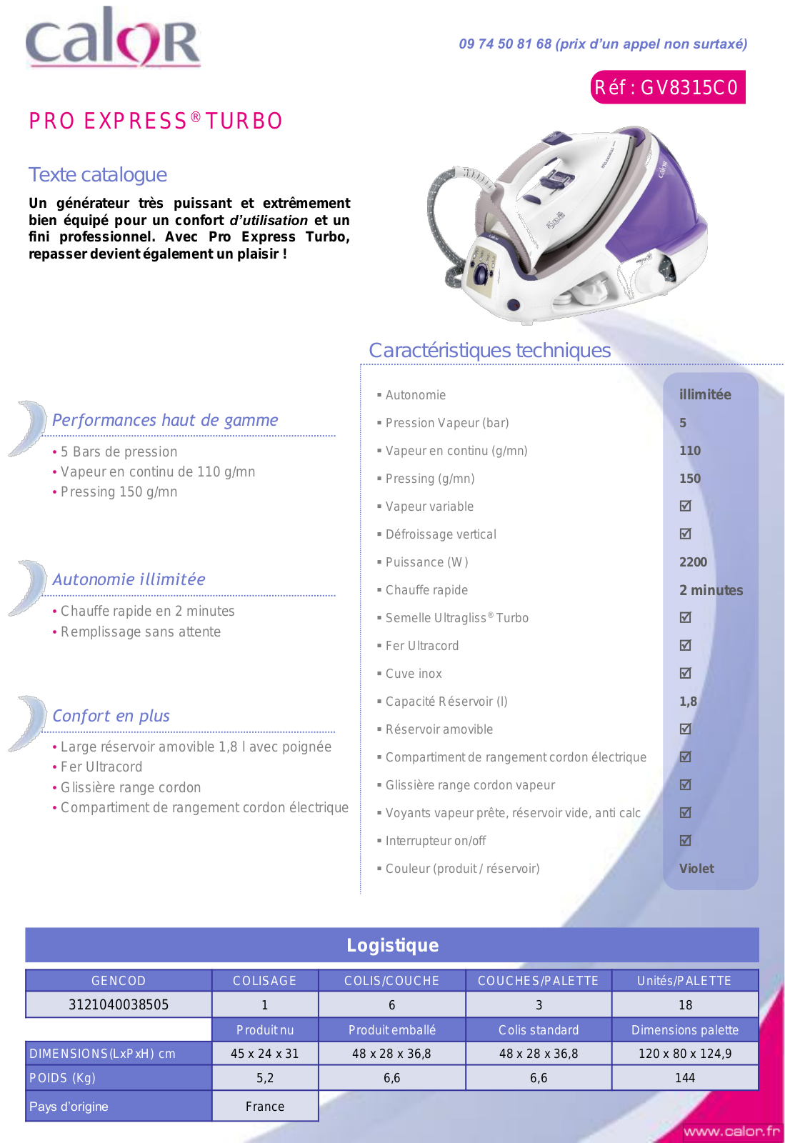 CALOR GV8315C0 User Manual