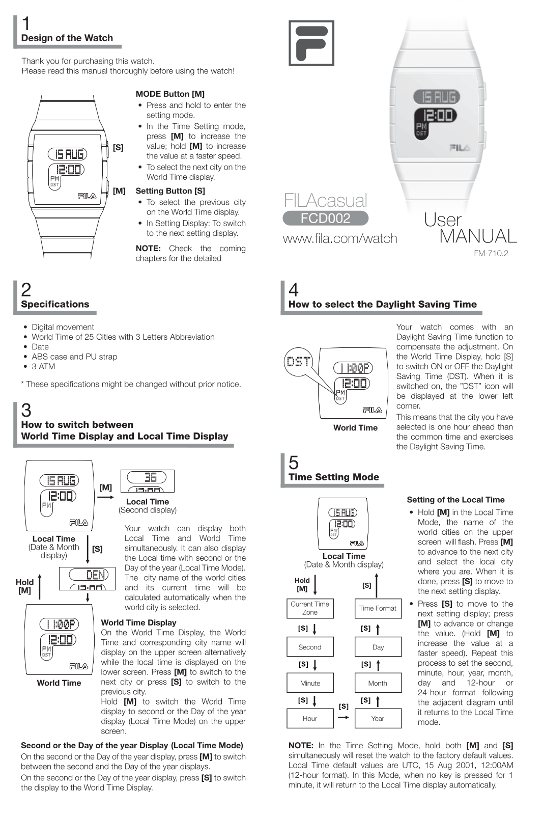 FILA FILAcasual FCD002 User Manual