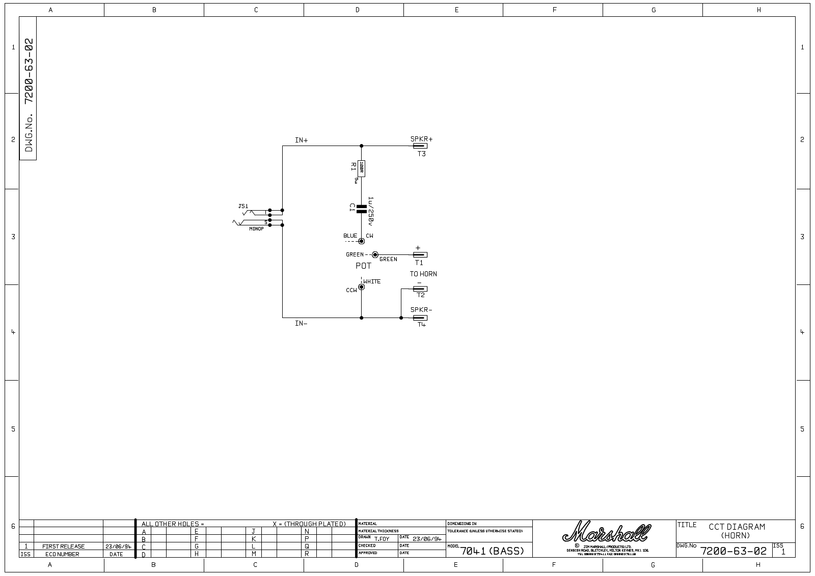 Marshall DBS-7041-200W-7200-63-02 Schematic