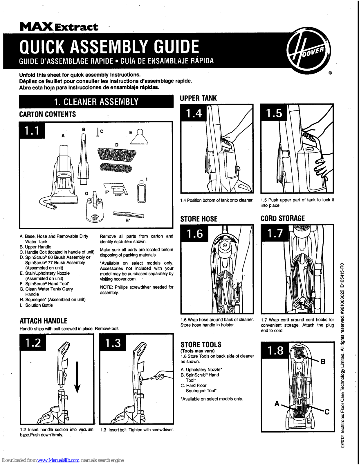 Hoover Extract Quick Assembly Manual - ManualMachine.com