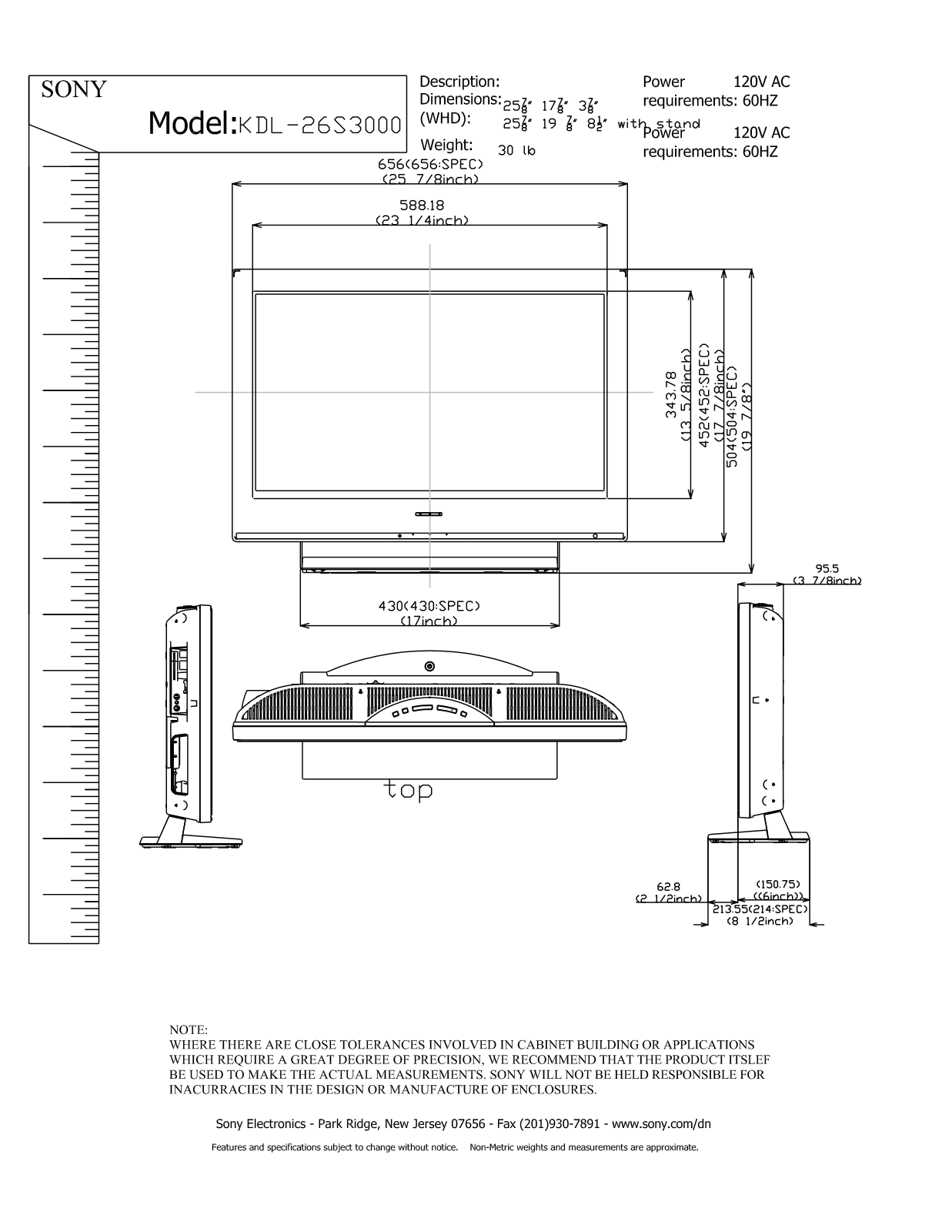 Sony KDL-26S3000 Schematics