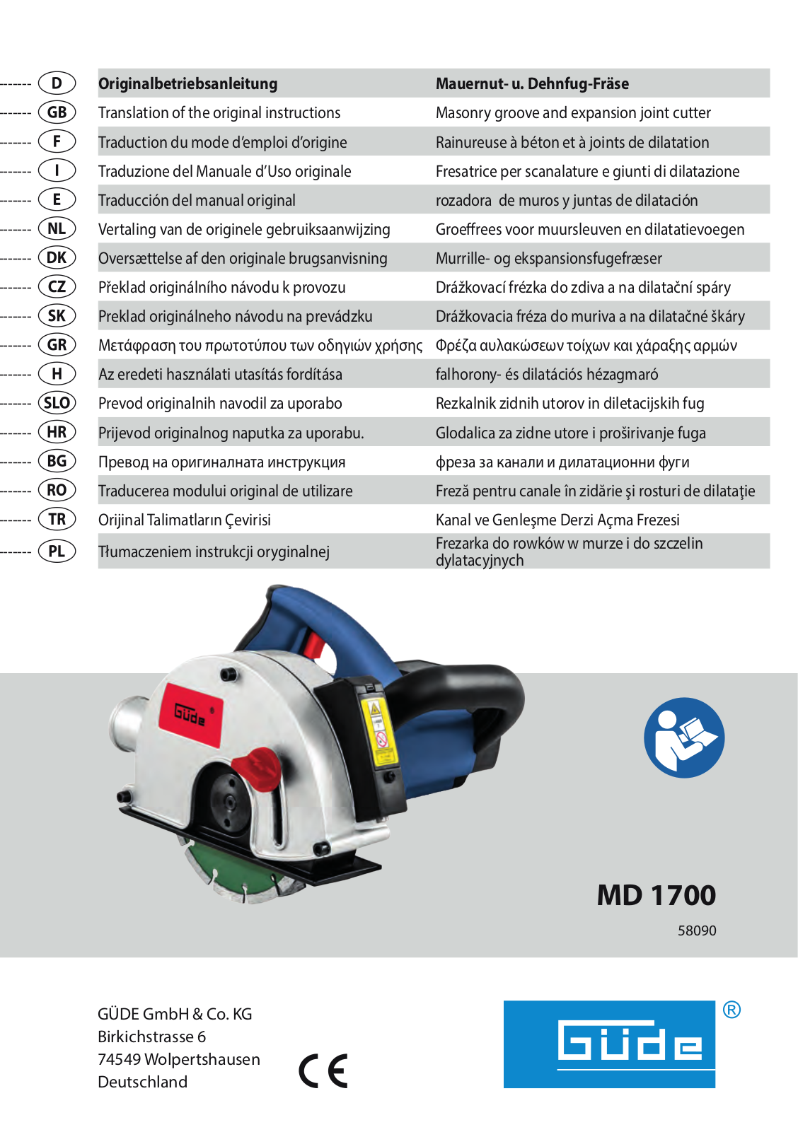 GÜDE MD 1700 operation manual