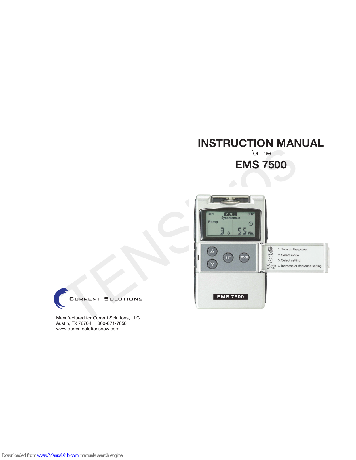 Current Solutions ems 7500 Instruction Manual - ManualMachine.com