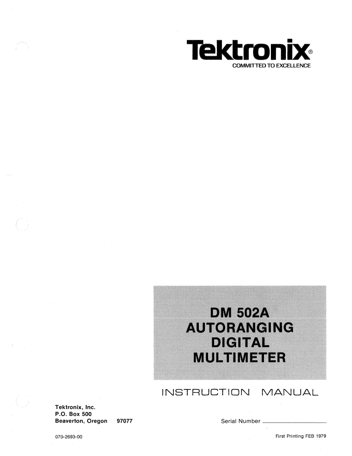 Tektronix DM 502A User Manual