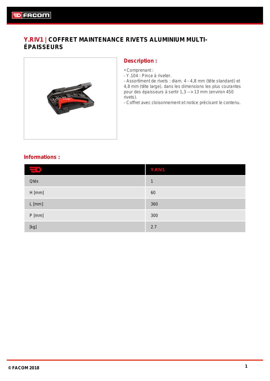 Facom Y.RIV1 Specification - ManualMachine.com