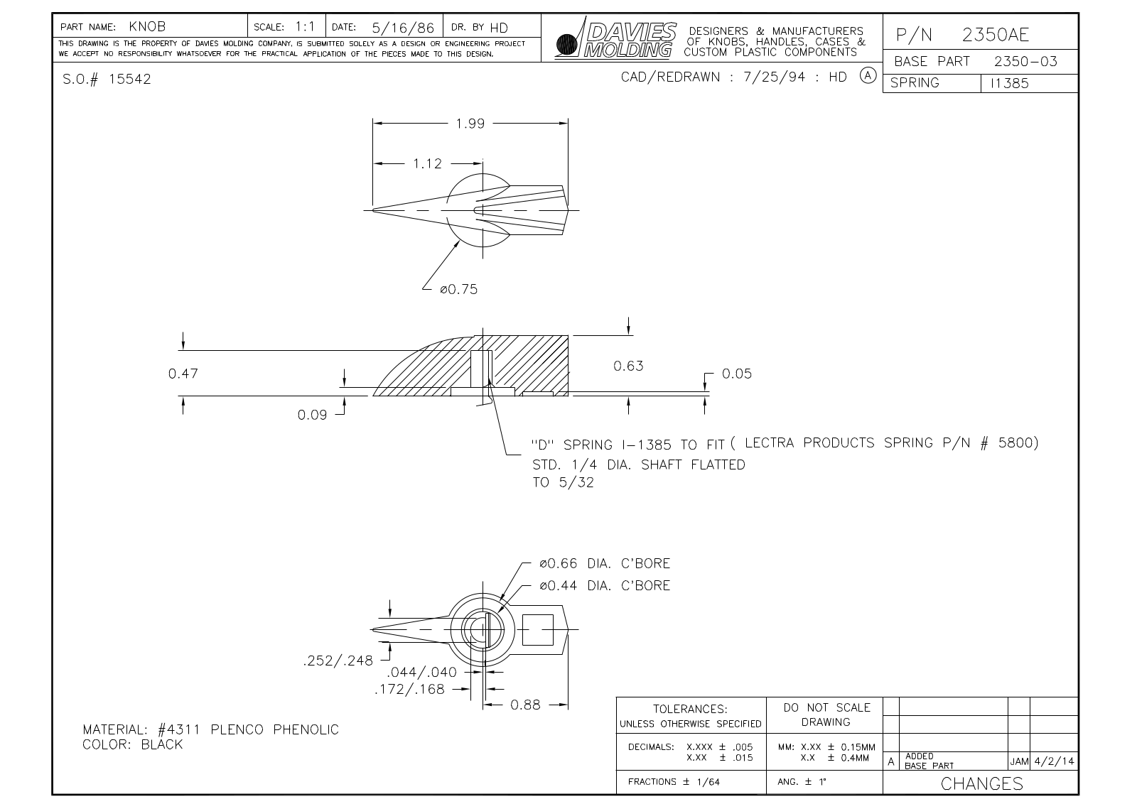 Davies Molding 2350AE Reference Drawing