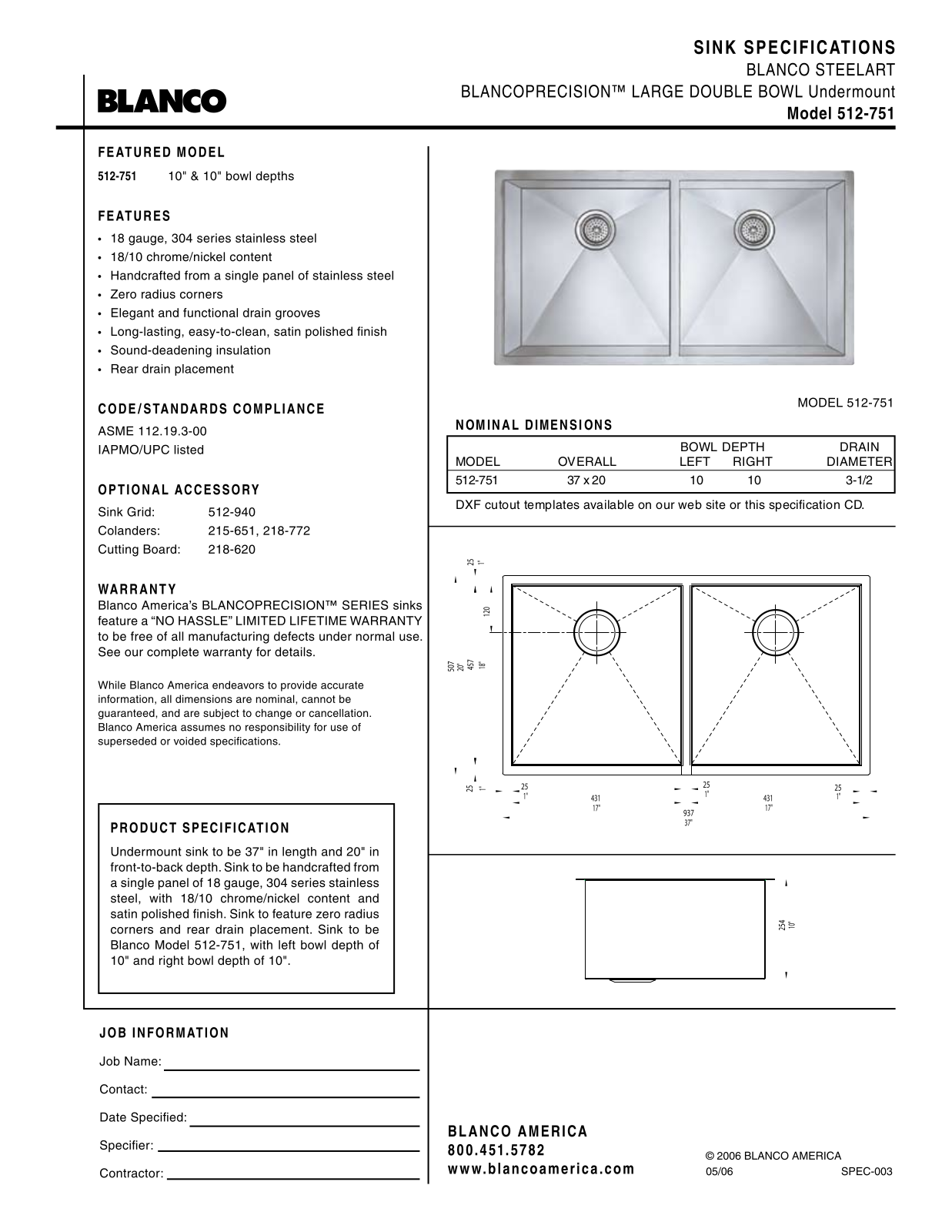 Blanco 512-751 User Manual