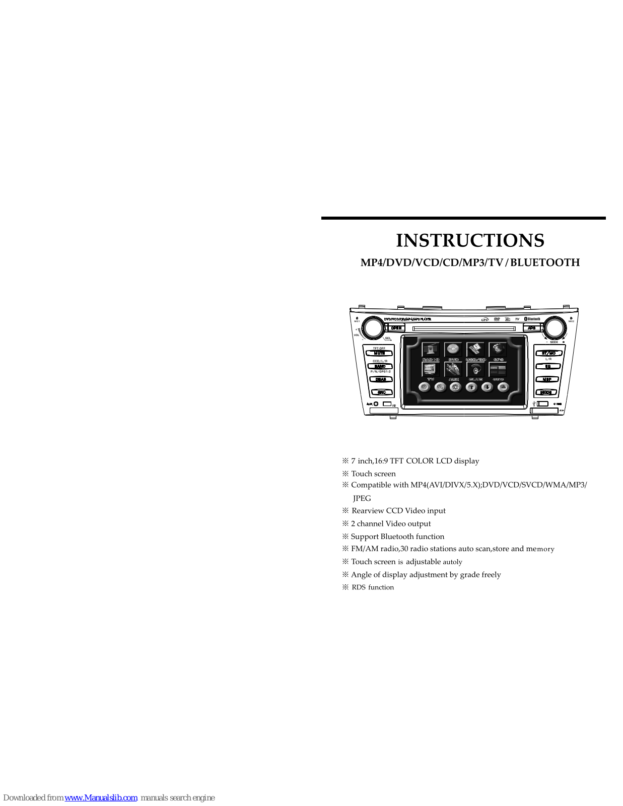 Eonon E1052 Instructions Manual