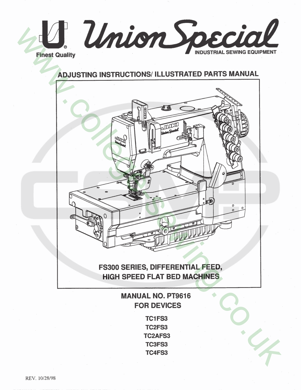 Union Special PT9616 Parts Book