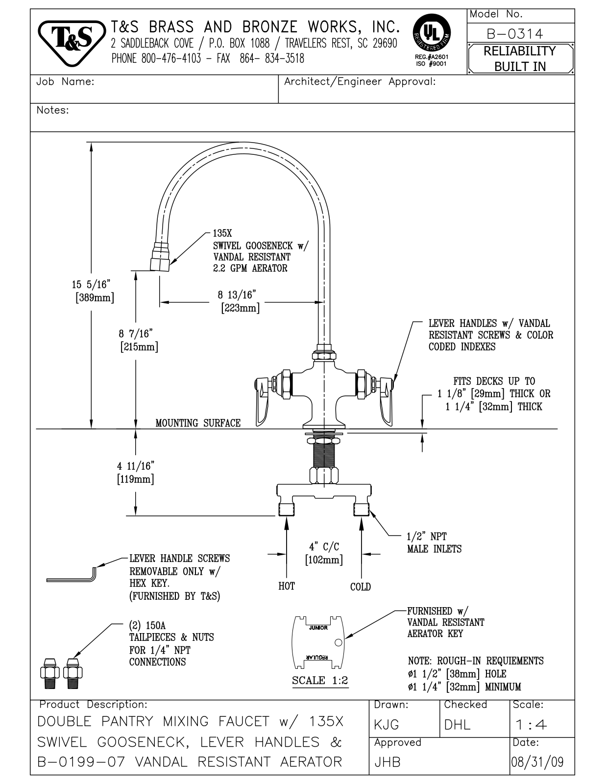 T&S Brass B-0314 User Manual