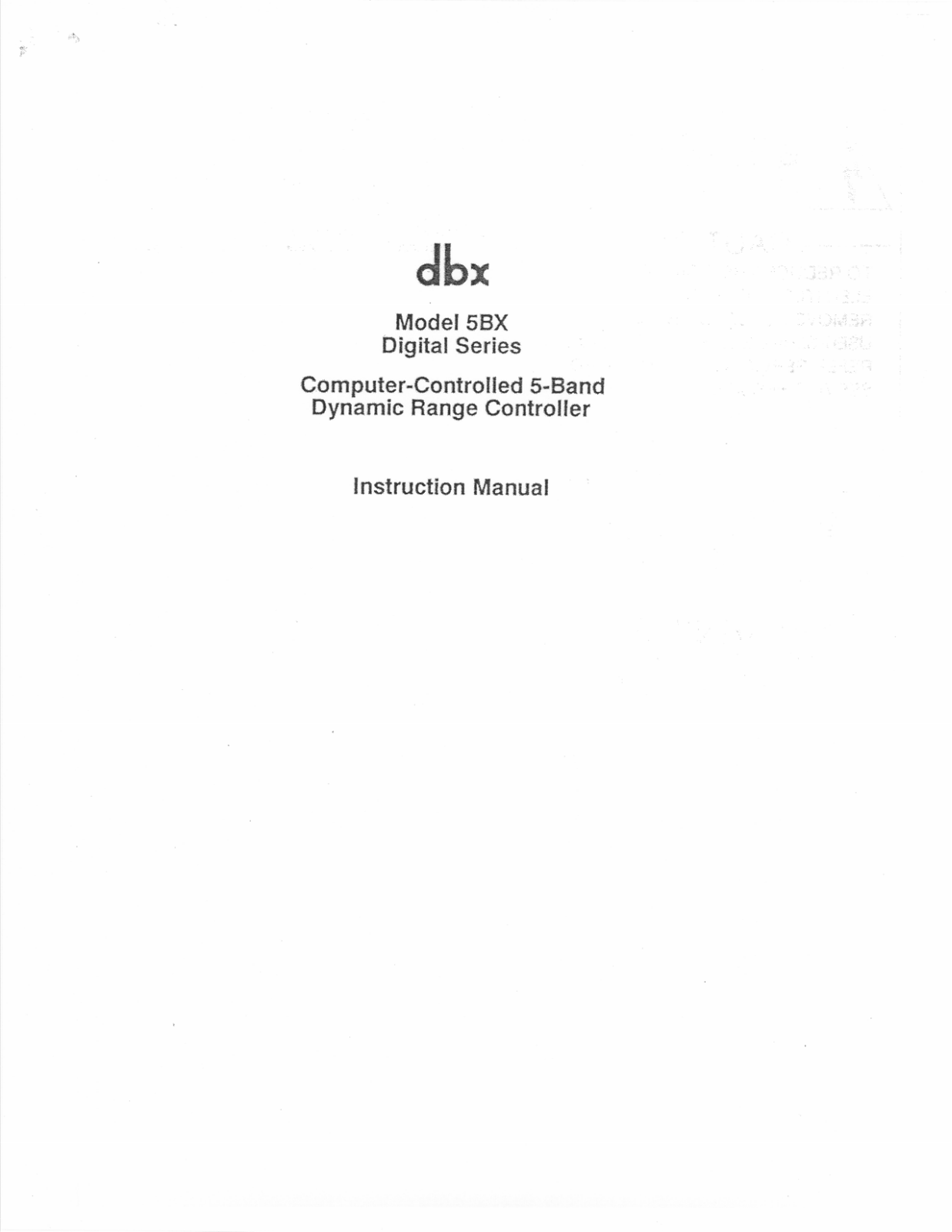 dbx 5BX Owners Manual