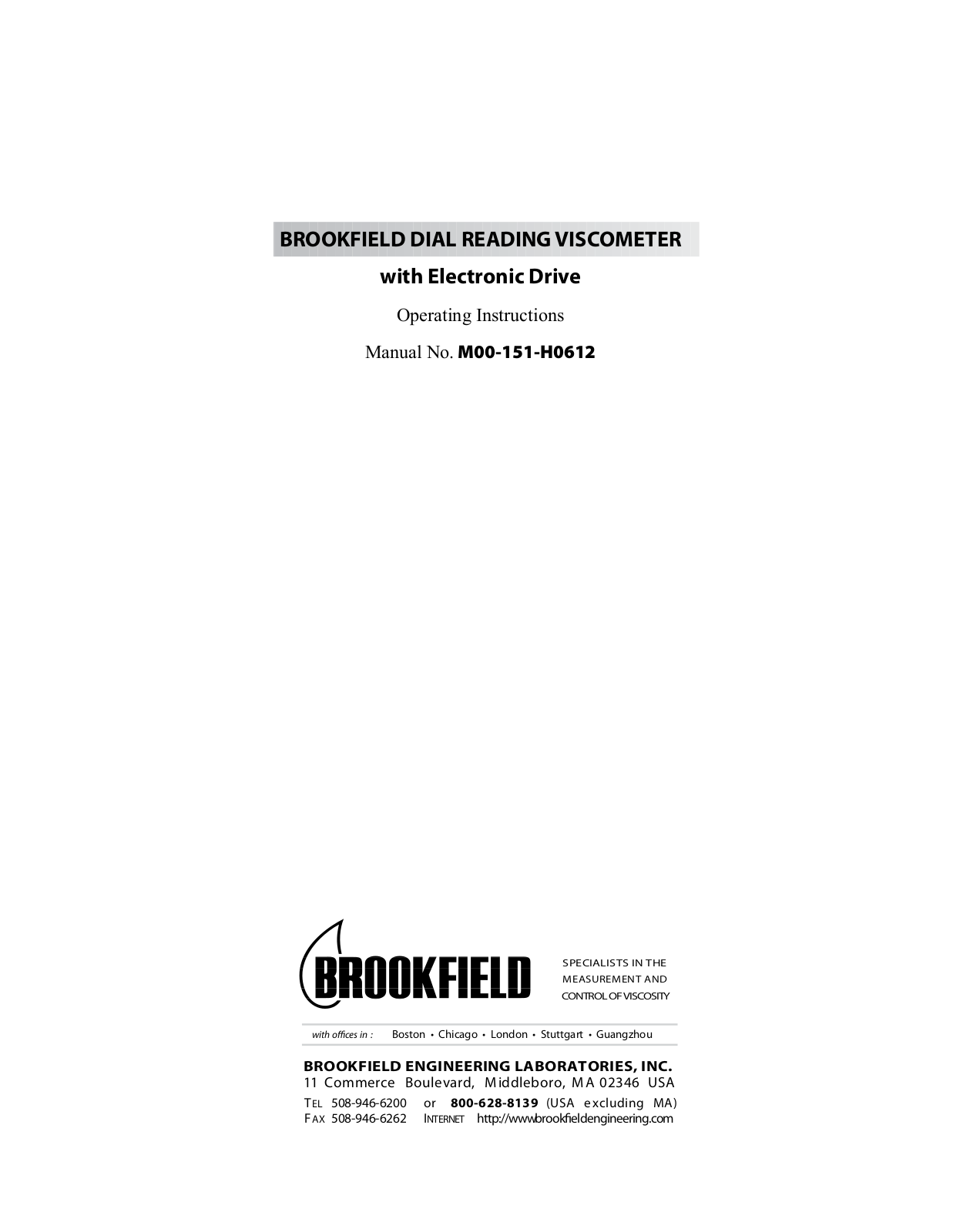 Brookfield Dial Stepper Viscometer User Manual