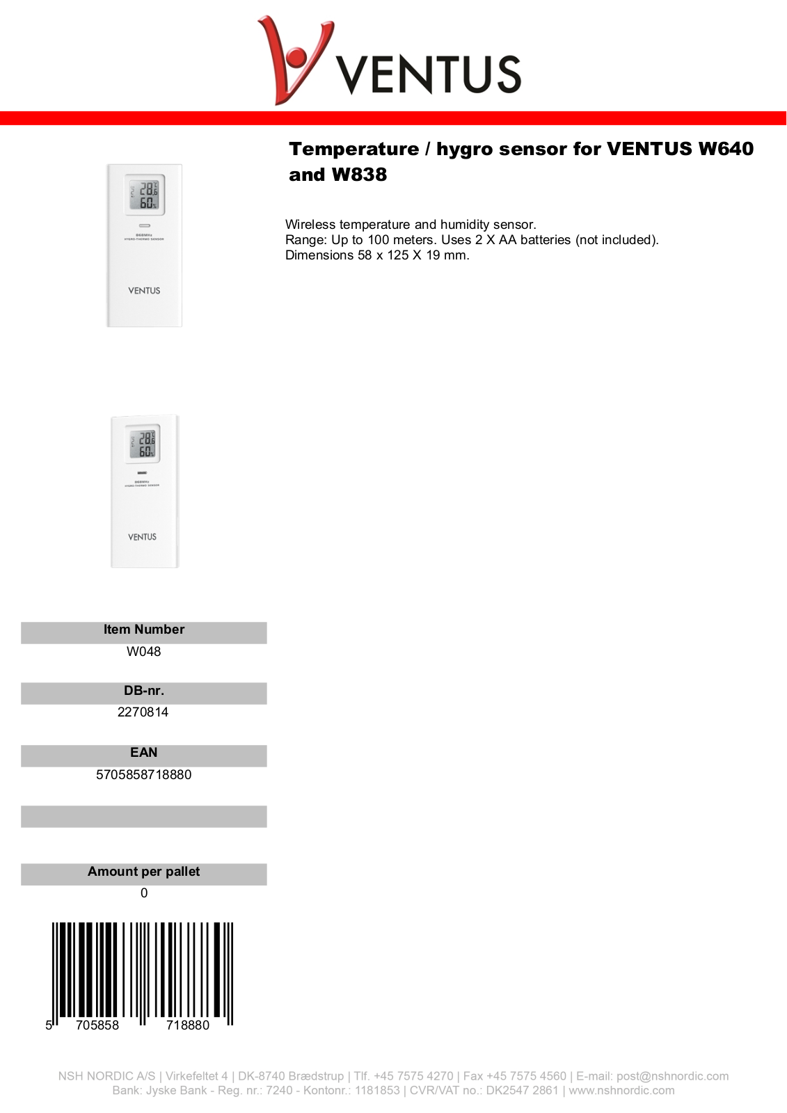 VENTUS VENTUS W048 Datasheet - ManualMachine.com
