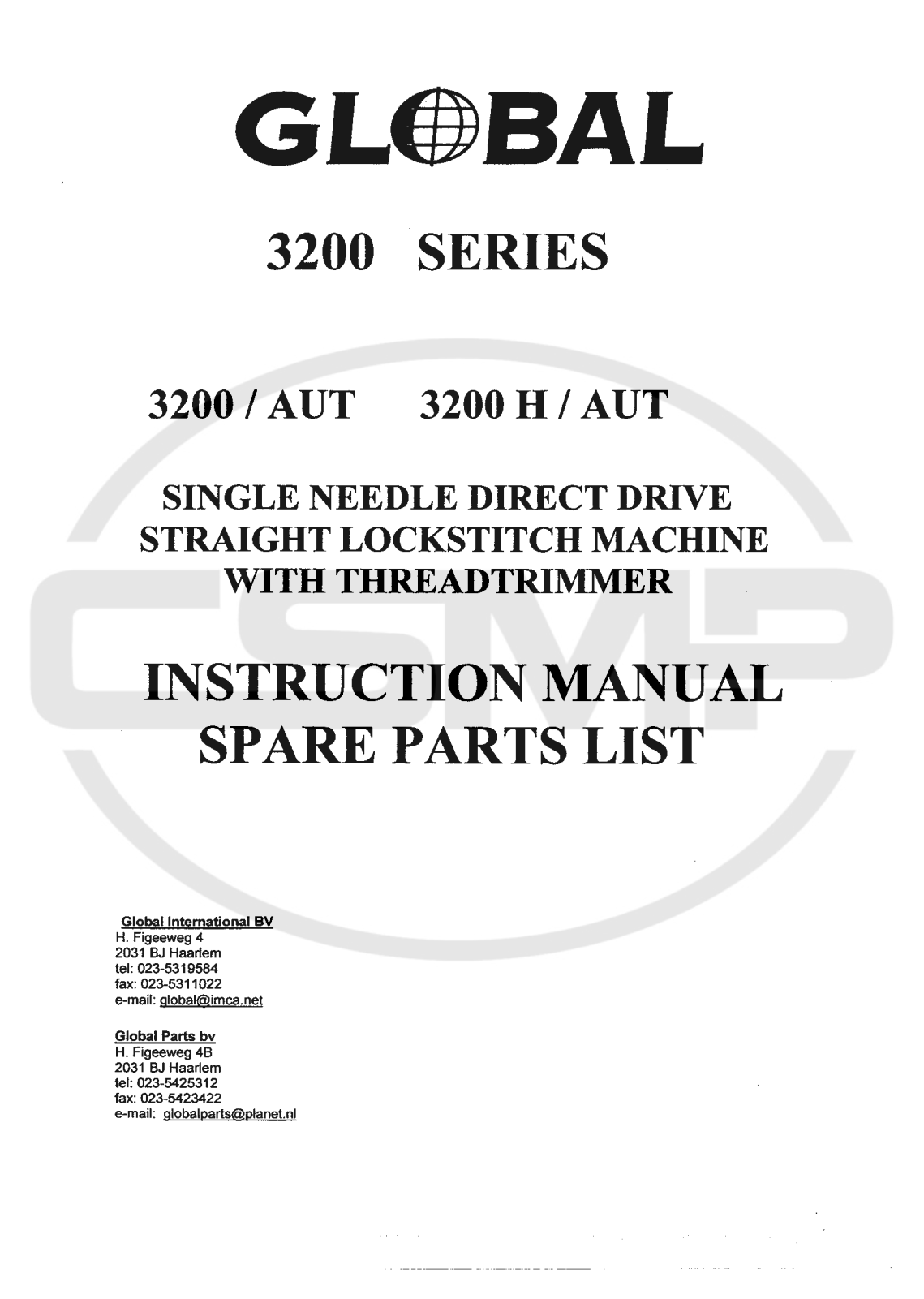 Global 3200 SERIES Parts Book