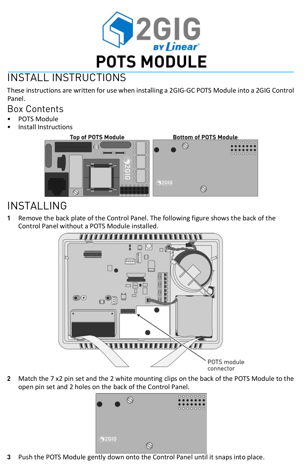 2GIG POTS User Manual