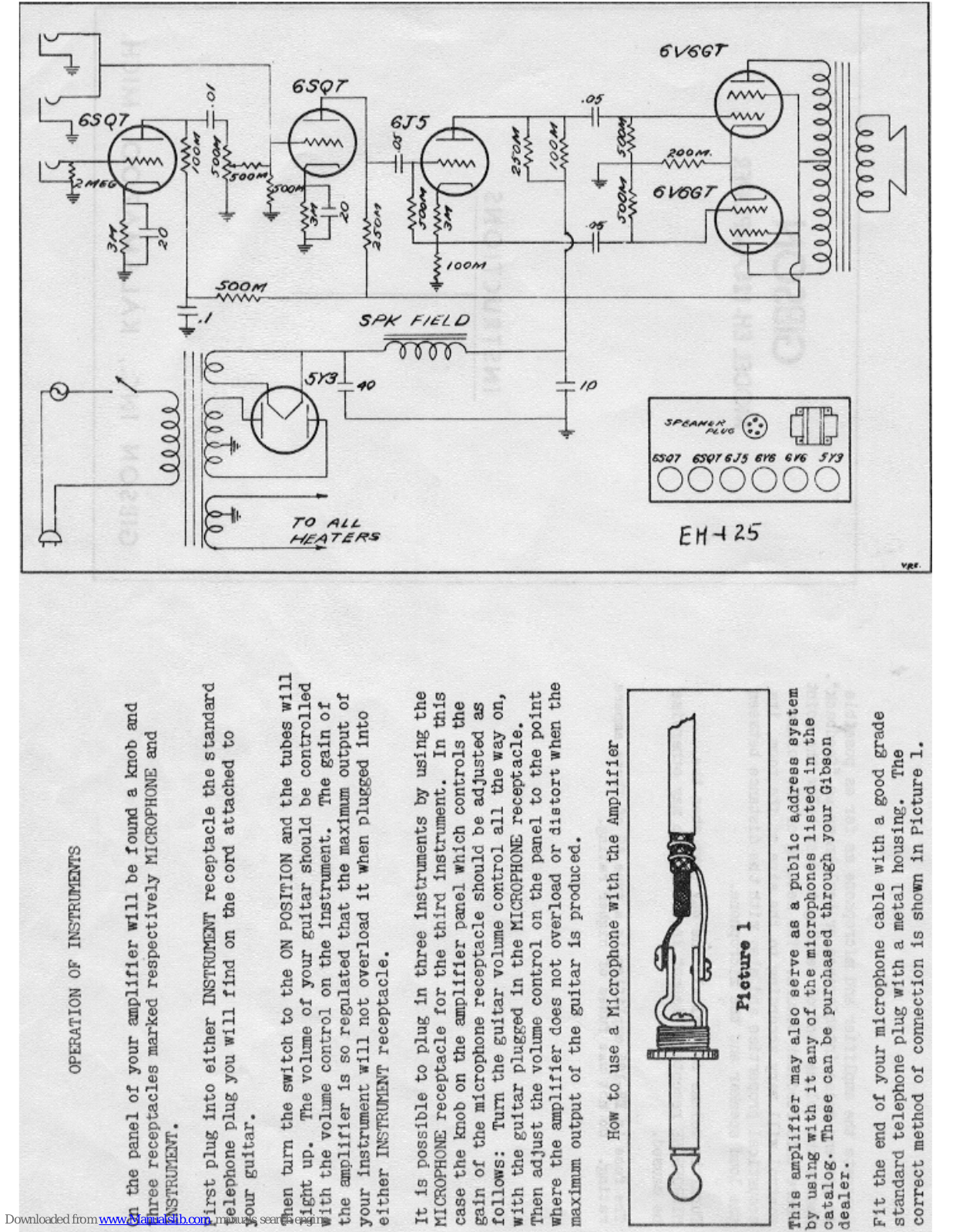 Gibson EH-25 Schematic Diagram