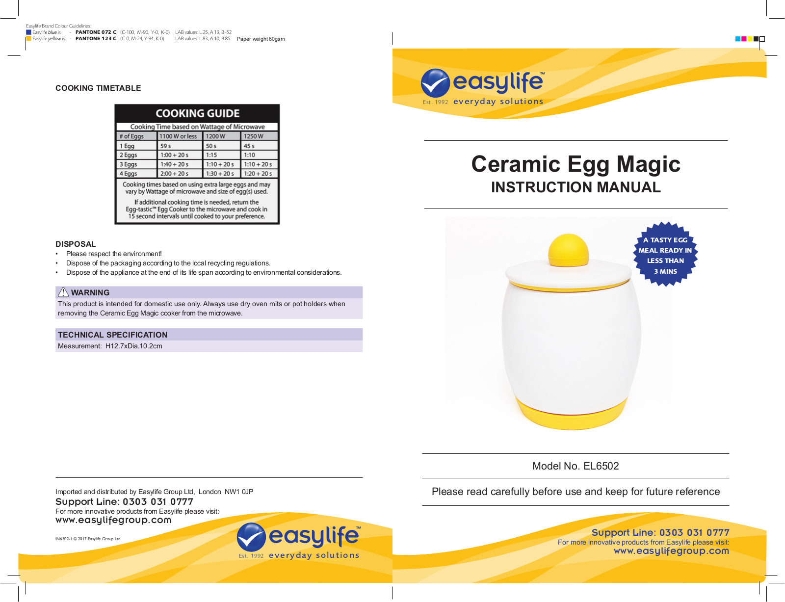 Everyday Easylife Ceramic Egg Magic EL6502 Instruction Manual