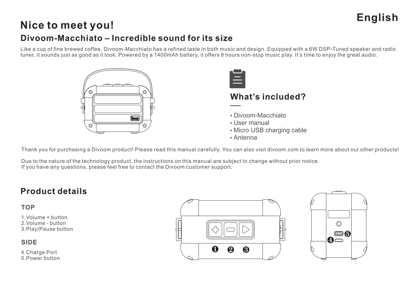 Divoom Technology MACCHIATO User Manual