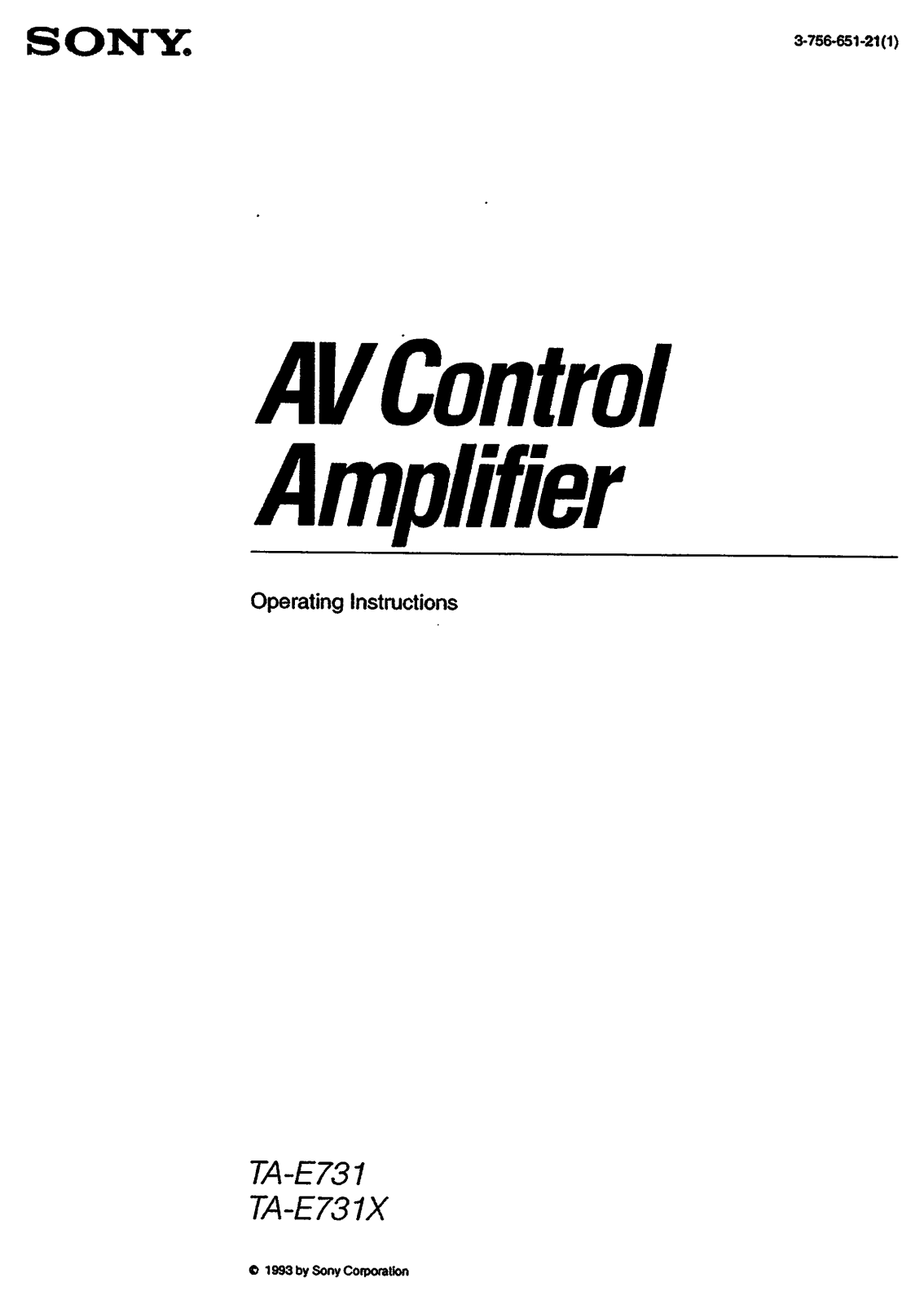 Sony TA-E731 User Manual