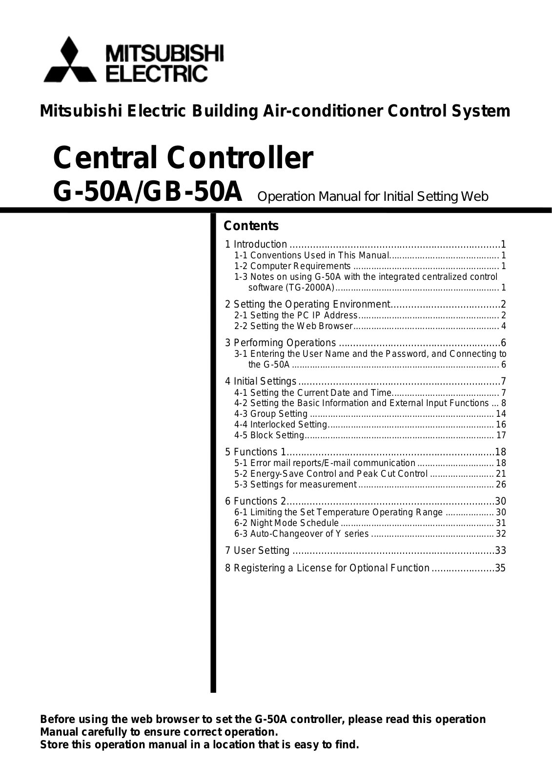 Mitsubishi G-50A, GB-50A User Manual