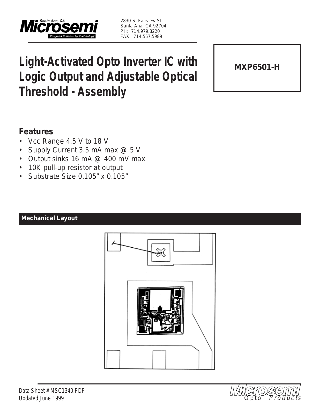 Microsemi Corporation MXP6501-H Datasheet