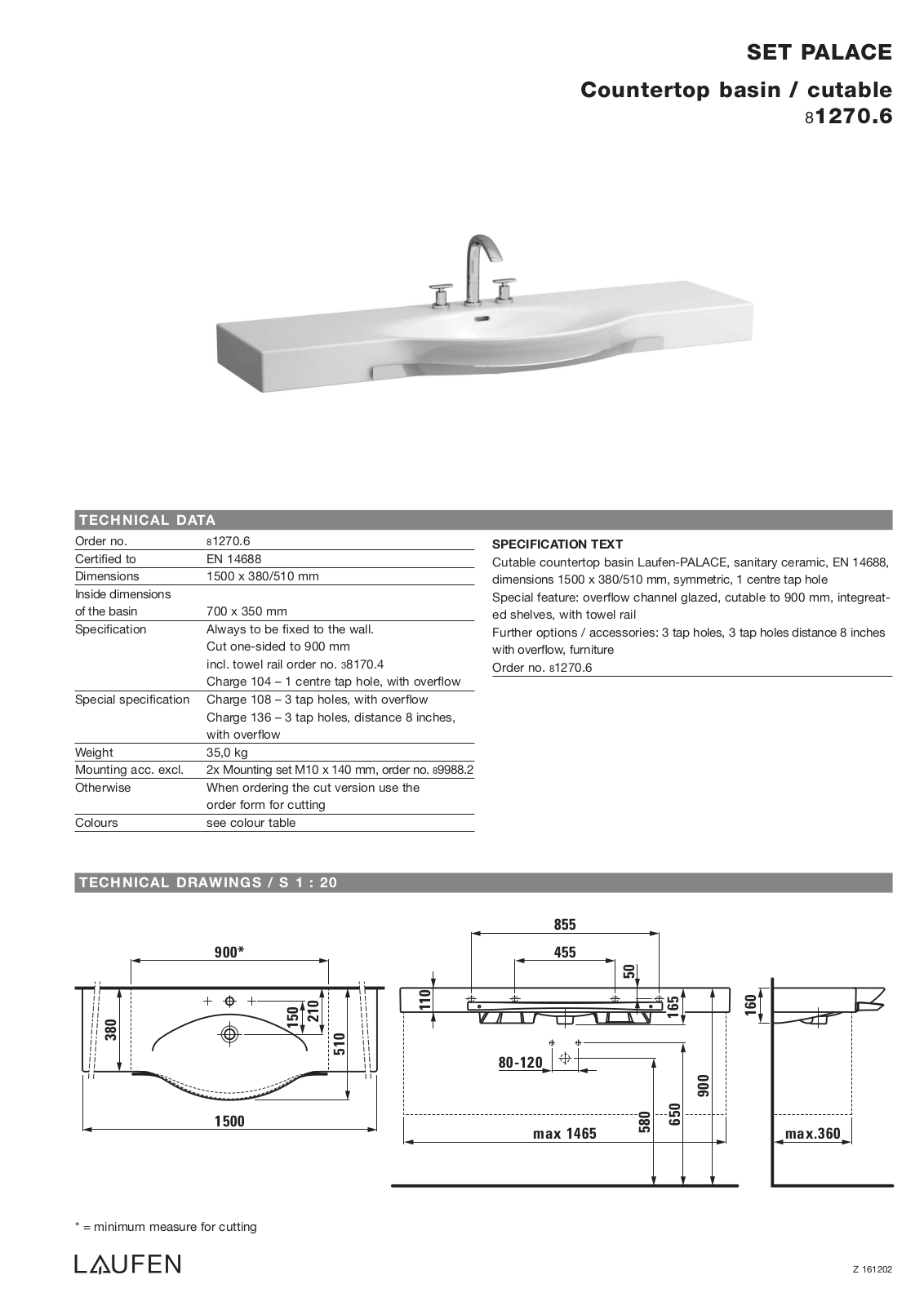 Laufen 8.1270.6 Datasheet