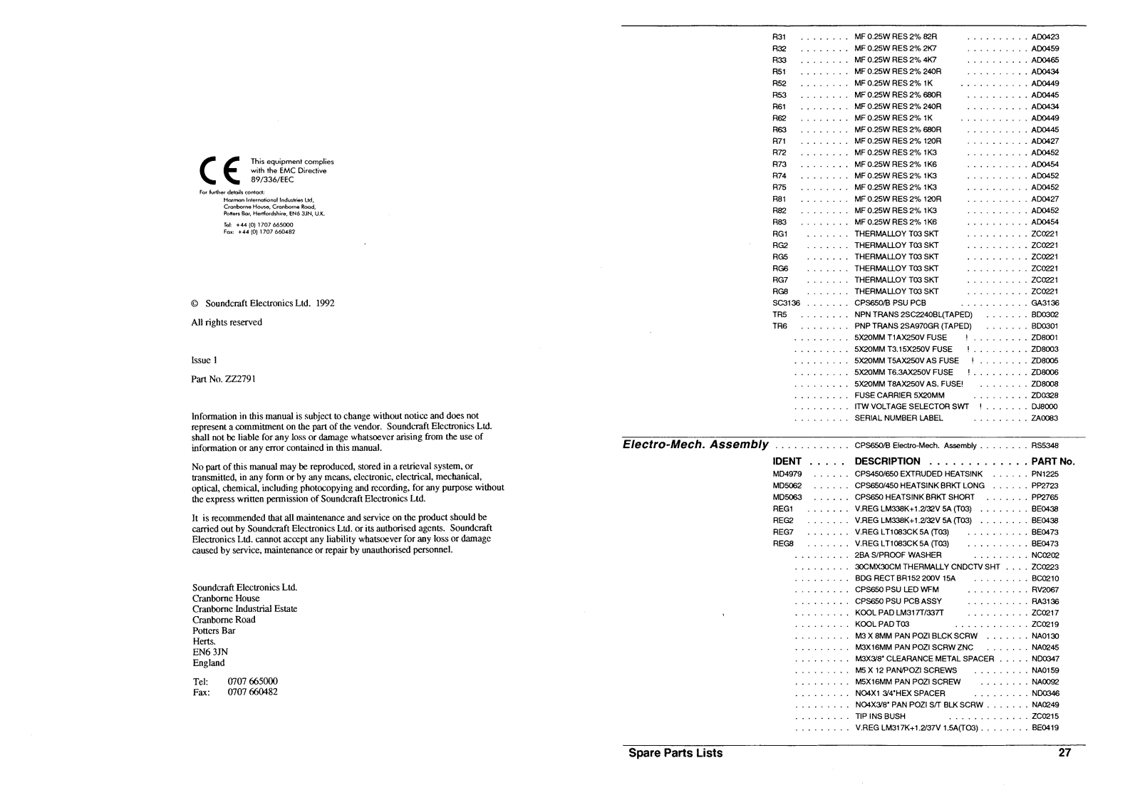 SoundCraft CPS650 UG User Manual