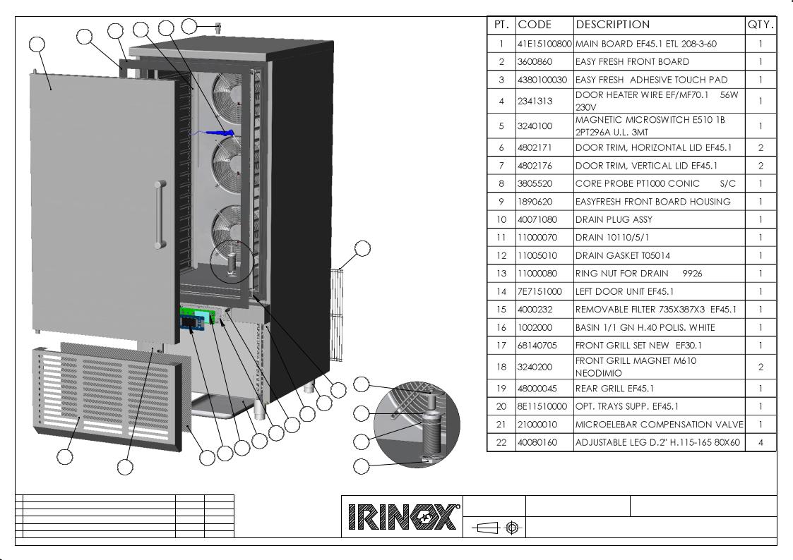 Irinox EF45.1 ETL Parts List