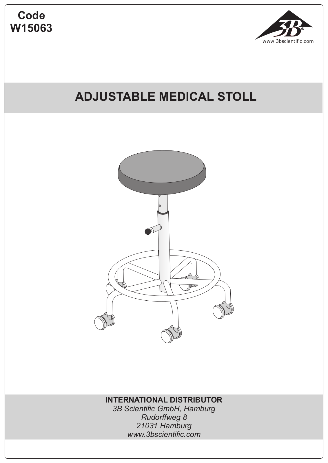 3B Scientific Adjustable Medical Stool User Manual