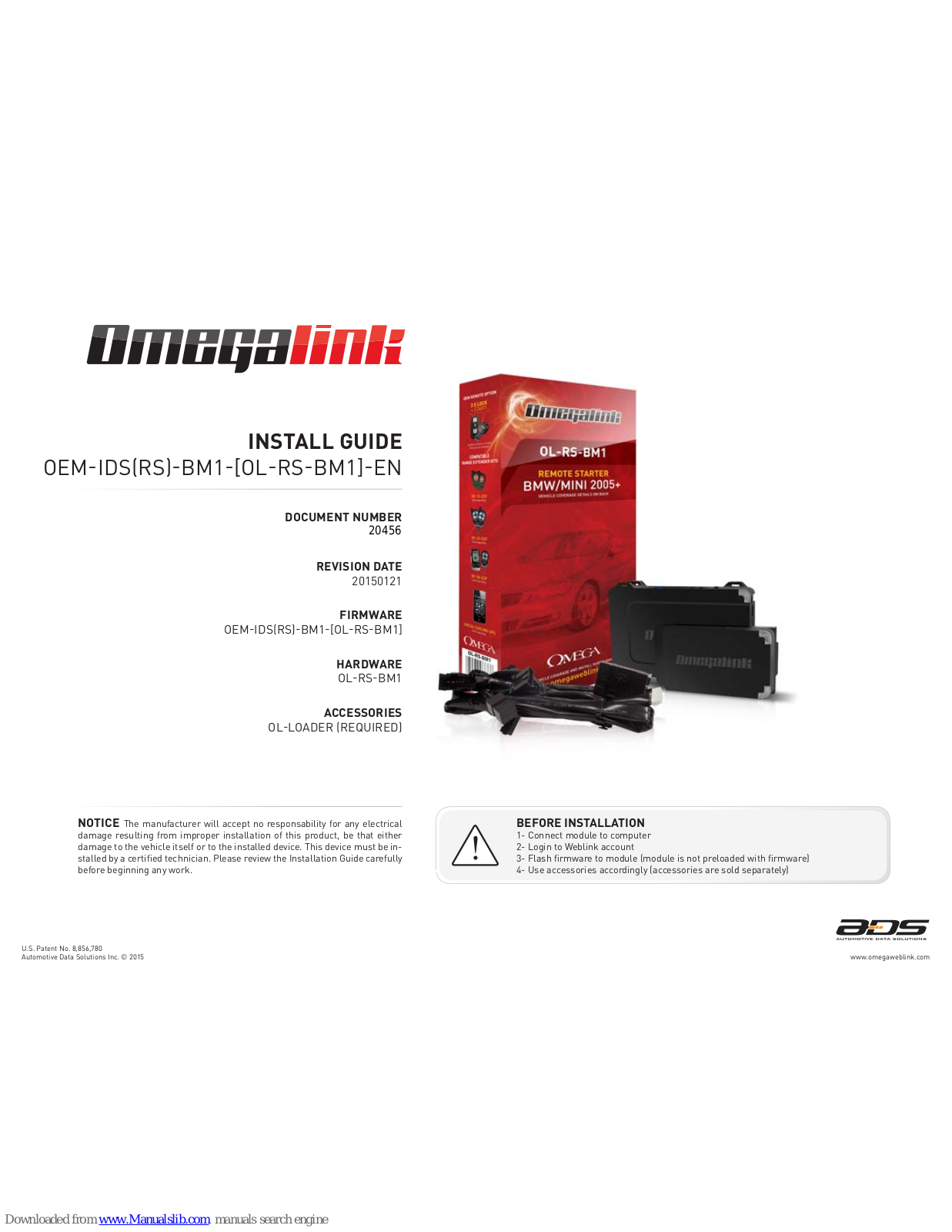 Omega Link OEM-IDS(RS)-BM1-[OL-RS-BM1]-EN Install Manual