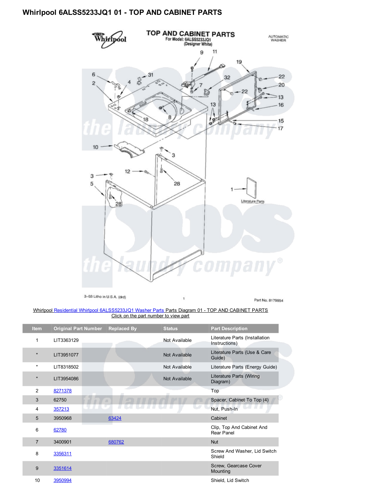 Whirlpool 6ALSS5233JQ1 Parts Diagram