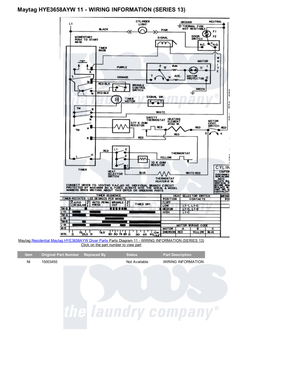 Maytag HYE3658AYW Parts Diagram