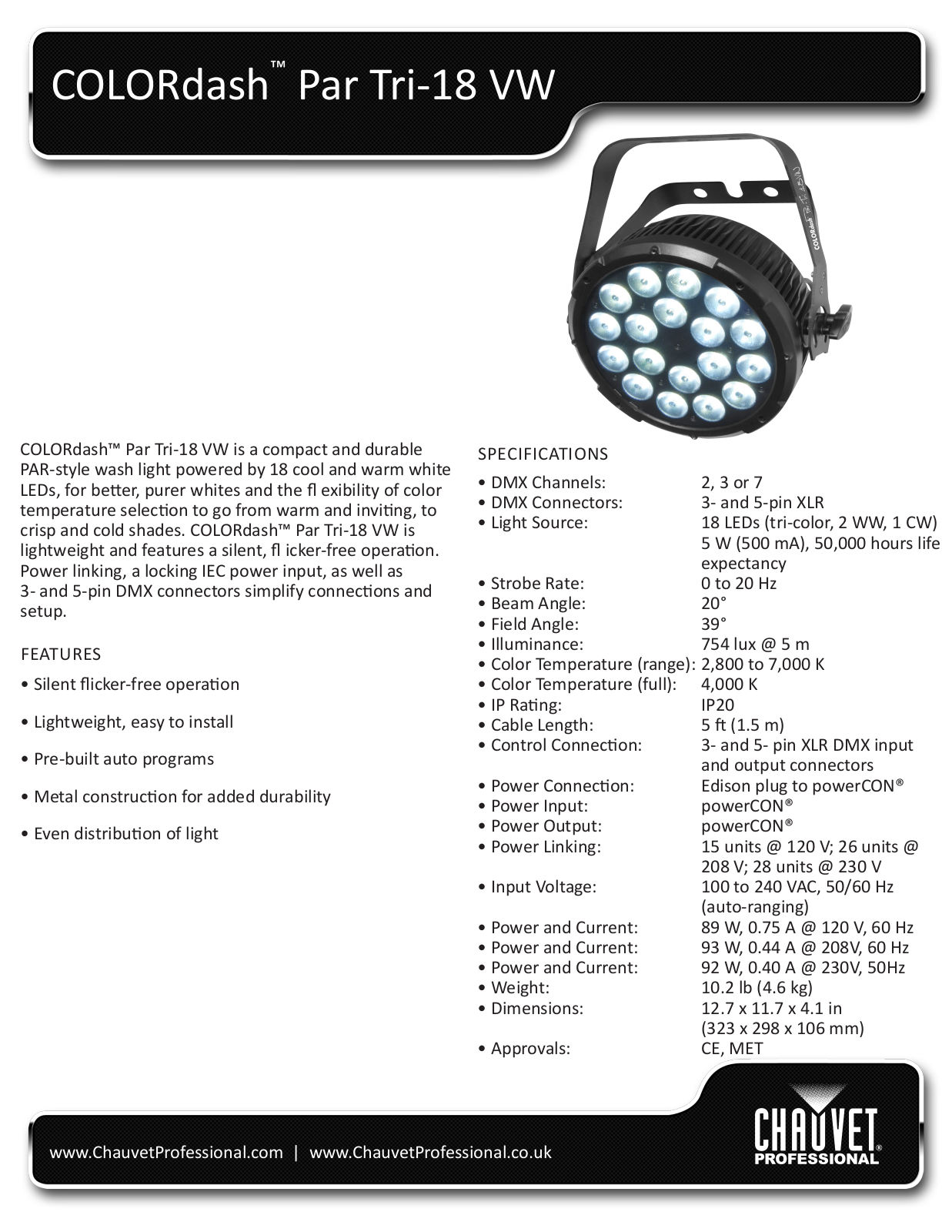 Chauvet PAR TRI-18VW User Manual