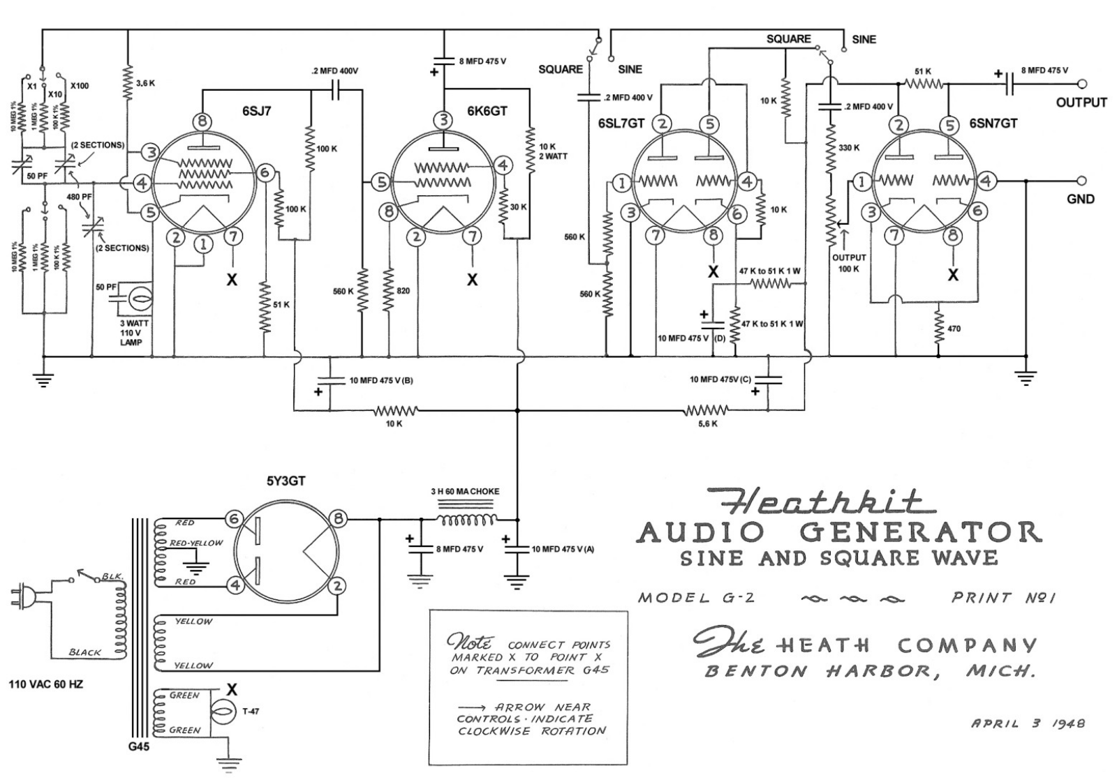 Heath Company G-2 Schematic